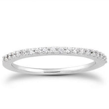 14k White Gold Slim Profile Diamond Micro Prong Diamond Wedding Ring Band, size 6.5