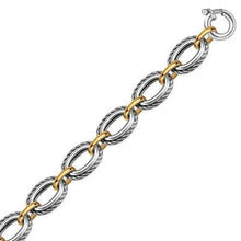 18k Yellow Gold and Sterling Silver Chain Necklace in a Cable Motif, size 8''