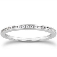 14k White Gold Slim Profile Diamond Channel Set Wedding Ring Band, size 7.5