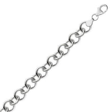 Sterling Silver Rolo Style Polished Charm Bracelet with Rhodium Plating, size 7.25''