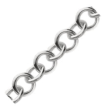 Sterling Silver Rolo Style Polished Charm Bracelet with Rhodium Plating, size 7.25''