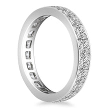 14k White Gold Eternity Ring with Channel Set Princess Cut Diamonds, size 4