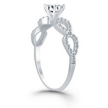14k White Gold Double Infinity Diamond Engagement Ring, size 6