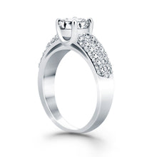 14k White Gold Tapered Pave Diamond Wide Band Engagement Ring, size 6