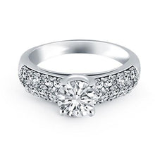 14k White Gold Tapered Pave Diamond Wide Band Engagement Ring, size 7.5