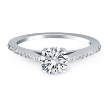 14k White Gold Micro Prong Diamond Cathedral Engagement Ring, size 5.5