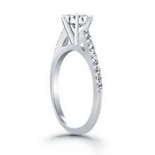 14k White Gold Micro Prong Diamond Cathedral Engagement Ring, size 6.5