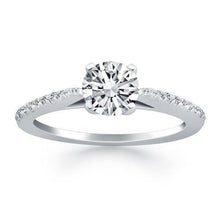 14k White Gold Micro Prong Diamond Cathedral Engagement Ring, size 7.5