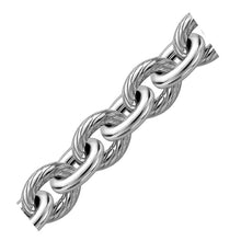 Sterling Silver Rhodium Plated Diamond Cut Cable Style Chain Bracelet, size 7.5''