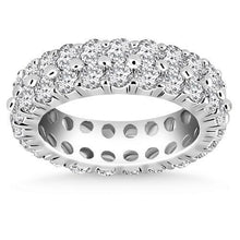 14k White Gold Double Band Round Diamond Eternity Ring, size 5