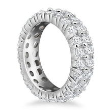 14k White Gold Double Band Round Diamond Eternity Ring, size 8