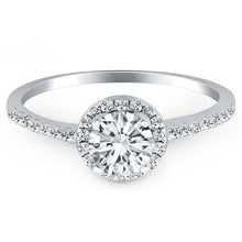 14k White Gold Diamond Halo Collar Engagement Ring, size 7.5