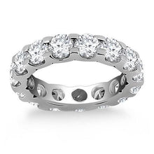 14k White Gold Round Diamond Studded Eternity Ring, size 4
