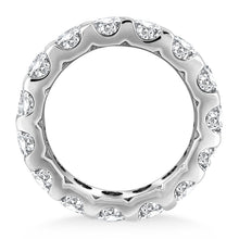 14k White Gold Round Diamond Studded Eternity Ring, size 8