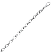 Sterling Silver Polished Charm Bracelet with Rhodium Plating, size 7.25''