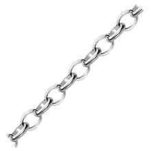 Sterling Silver Polished Charm Bracelet with Rhodium Plating, size 8''