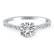 14k White Gold Diamond Engagement Ring with Shared Prong Diamond Accents, size 5.5