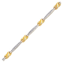 14k Two-Tone Gold Fancy Infinity Knot Line Bracelet, size 7.25''