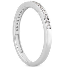 14k White Gold Slender Channel Set Diamond Wedding Ring Band Set 1/2 Around, size 5
