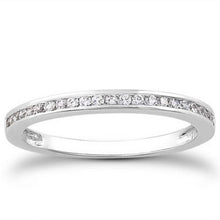 14k White Gold Slender Channel Set Diamond Wedding Ring Band Set 1/2 Around, size 7