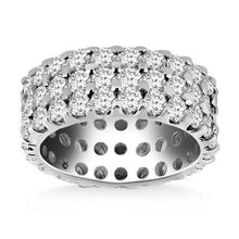 14k White Gold Triple Band Round Diamond Eternity Ring, size 4