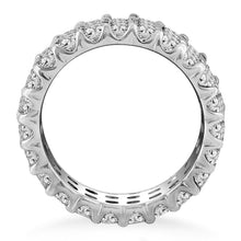 14k White Gold Triple Band Round Diamond Eternity Ring, size 4