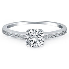14k White Gold Classic Diamond Pave Solitaire Engagement Ring, size 8