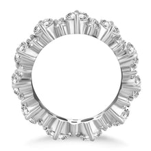 14k White Gold Ornamental Round Diamond Eternity Ring, size 6