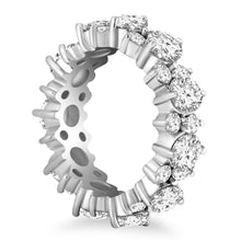 14k White Gold Ornamental Round Diamond Eternity Ring, size 7