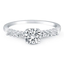 14k White Gold Shared Prong Accent Diamond Engagement Ring, size 4.5