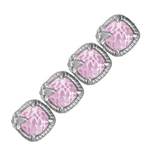 Sterling Silver Square Pink Amethyst and White Sapphire Edged Accented Bracelet, size 7.25''