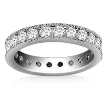14k White Gold Antique Channel Set Round Diamond Eternity Ring, size 4