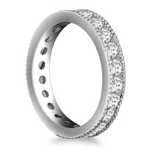 14k White Gold Antique Channel Set Round Diamond Eternity Ring, size 7