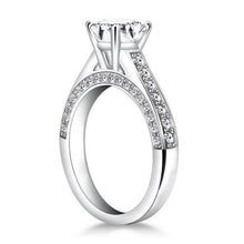 14k White Gold Pave Diamond Cathedral Engagement Ring, size 5.5
