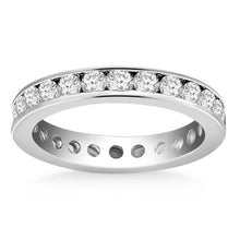 14k White Gold Eternity Ring with Channel Set Round Diamonds, size 4