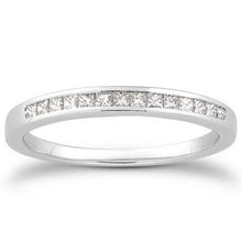 14k White Gold Channel Set Princess Diamond Wedding Ring Band, size 5.5